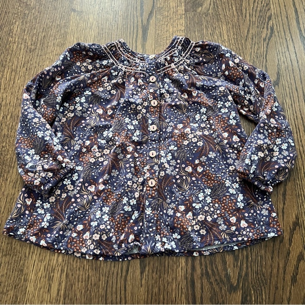 🍭6/$30 Tahari Floral Patterned Long Sleeve Button Blouse for Toddler Girl - 2T